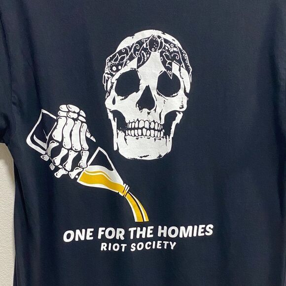 Riot Society One for the Homies Skull Graphic Tee Black Size Small - Picture 6 of 8